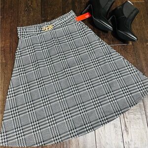 Chic Black and Silver Plaid Skirt